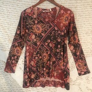 Soft Surroudings Tunic Top Wearable Art Floral Petite  XSmall     U